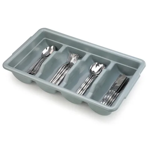 Plastic Cutlery Organizer Tray Four Compartments Matt Finish Flatware Sorting Box For Kitchen Drawer Restaurant Hotel Tray Organizer