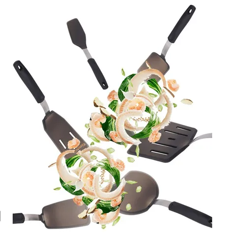 Modern Silicone Spatula Flexible Turner Set Heat Resistant Non Stick Kitchen Cooking Utensils With Soft Comfort Grip Handles For Home Cooking