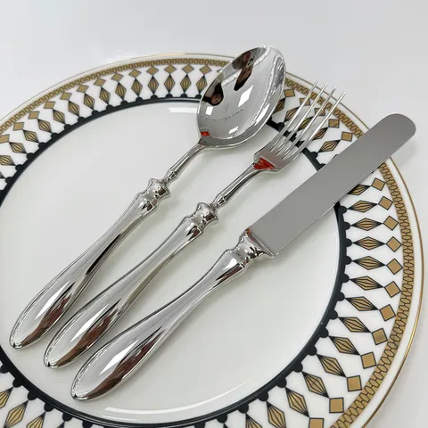 Luxury Forged 304 Stainless Steel Cutlery Gourd Handle Mirror Polished Dinner Knife Fork Spoon Hotel Tableware