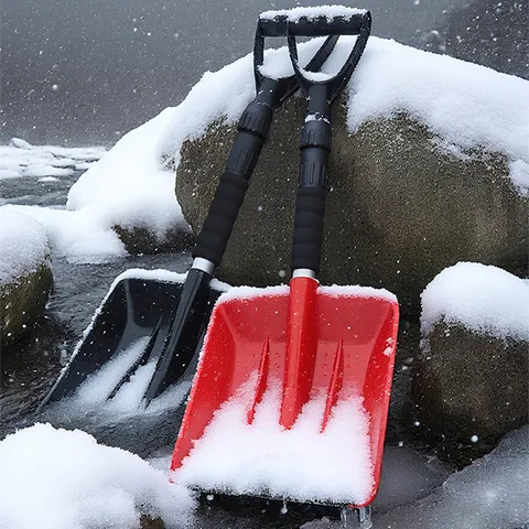Pelle à Neige Détachable Grattoir à Glace Outil de Jardin d'Hiver Extérieur Avec Poignée en D Alliage d'Aluminium Plastique pour Cour Voiture