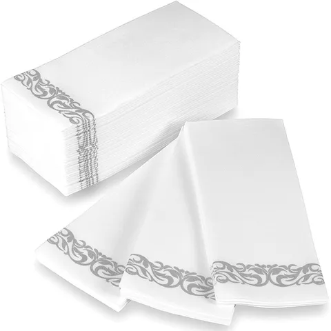 Luxus Heißprägung Air-Laid Papier Servietten Gold Silber Wellenmuster Bedruckt Einweg-Servietten Für Hochzeit Party Hotel Restaurant