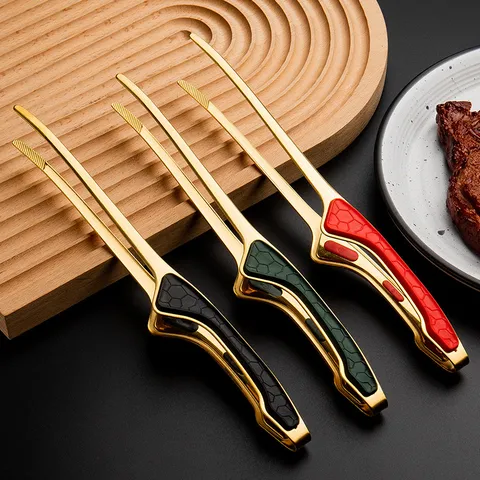 Moderne Roestvrijstalen Voedseltang Met Antislip Honingraat Handvat Anti Verbranding Barbecuetang Voor Biefstuk Buffet Keuken