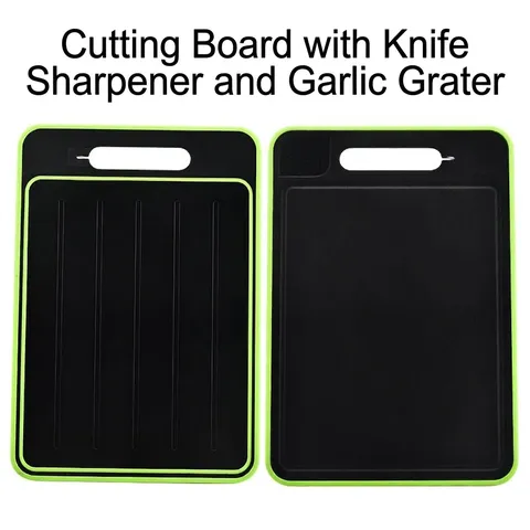 Double-Sided Thawing Cutting Board With Sharpener And Garlic Grinder Rapid Defrosting Tray Kitchen Plastic Chopping Board