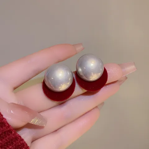 French Sweet Flocking Bow Heart Stud Earrings For Women Vintage Luxury Rhinestone Artificial Pearl Alloy Copper Earrings