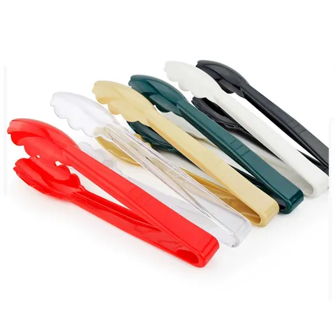 Heat Resistant Plastic Food Tongs Scalloped Edge Buffet Bread Cake Salad Clip Multifunctional Kitchen Utensil Tongs Serving Tongs