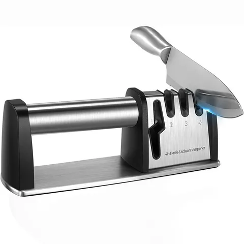 Manual Kitchen Knife Sharpener Modern Stainless Steel Sharpener Block Multi Stage Non Slip Ergonomic Whetstone For Scissors Kitchen Knives Home Chef