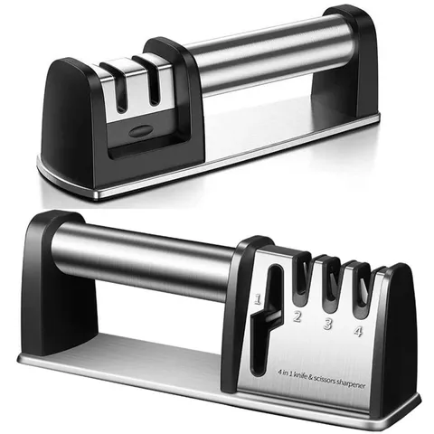 Manual Kitchen Knife Sharpener Modern Stainless Steel Sharpener Block Multi Stage Non Slip Ergonomic Whetstone For Scissors Kitchen Knives Home Chef