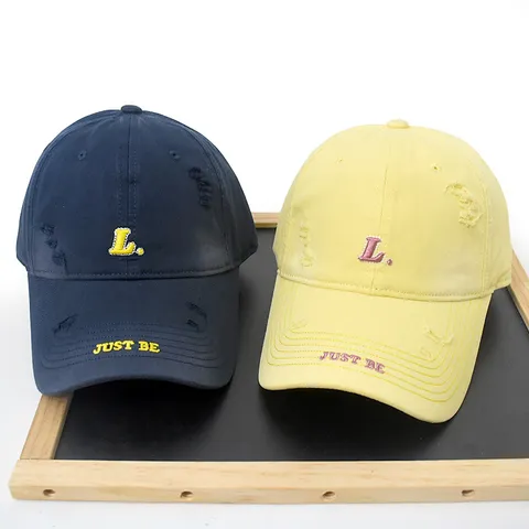 Casquette de Baseball Unisexe en Coton Usé Avec Lettre Brodée Calotte Souple Décontracté Streetwear Pare-soleil