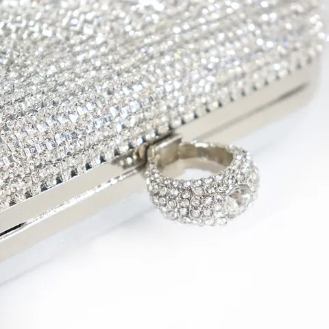 Luxury Rhinestone Tassel Evening Clutch Bag With Ring Clasp Leather Satin Sparkling Dinner Handbag Crossbody Chain Purse For Women