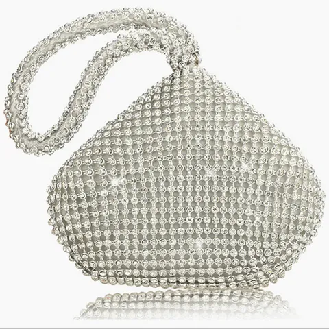 Handmade Rhinestone Evening Bag Triangle Clutch For Women Elegant Banquet Party Wedding Handbag Satin Wedding Purse