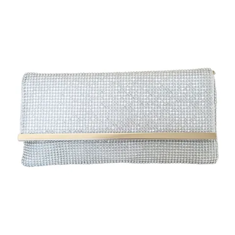 Women Rhinestone Evening Bag Metal Trim Envelope Clutch Party Wedding Handbag Luxury Polyester Messenger Bag Purse With Detachable Chain