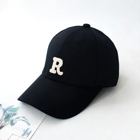 Casquette de Baseball Style Coréen Mélange de Coton Brodé Lettre R Chapeau de Soleil Hommes Femmes Décontracté Extérieur Réglable