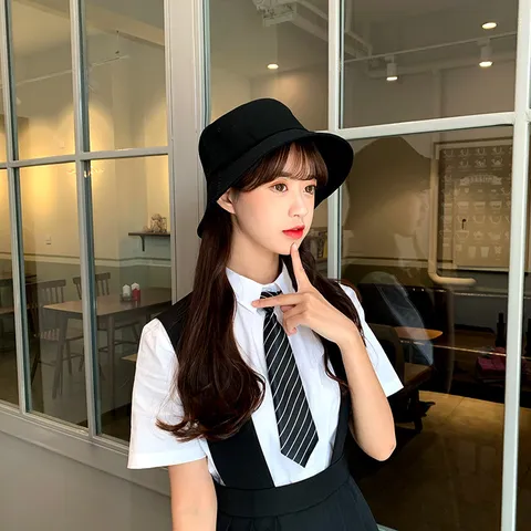 Chapeau Bob Minimaliste Japonais en Coton pour Femmes Hommes Été Couleur Unie Protection Solaire Pliable Voyage