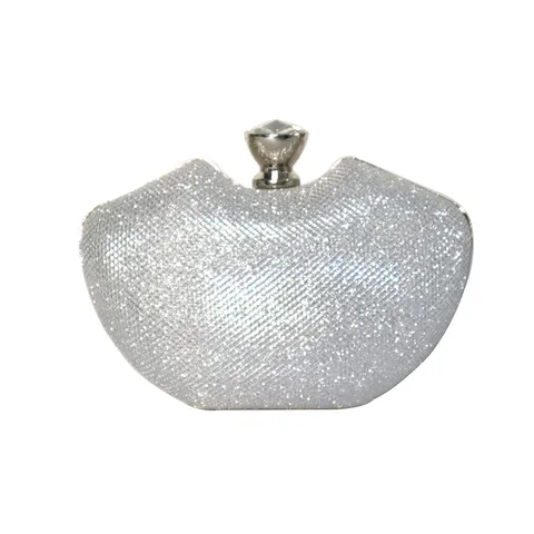 Women Elegant Acrylic Evening Bag Glitter Clutch With Chain Strap Trapezoid Hard Shell Clasp Purse For Banquet Party