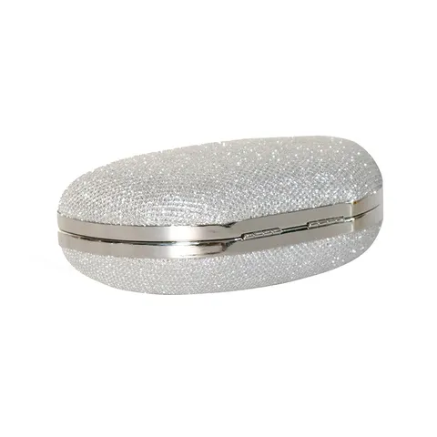 Women Elegant Acrylic Evening Bag Glitter Clutch With Chain Strap Trapezoid Hard Shell Clasp Purse For Banquet Party