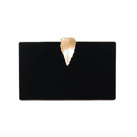 Elegant Women Metal Leaf Clasp Evening Clutch Bag Fashion Socialite Small Square Bag For Wedding Party Banquet With Chain