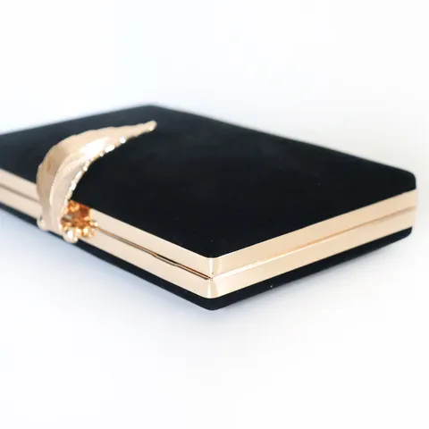 Elegant Women Metal Leaf Clasp Evening Clutch Bag Fashion Socialite Small Square Bag For Wedding Party Banquet With Chain