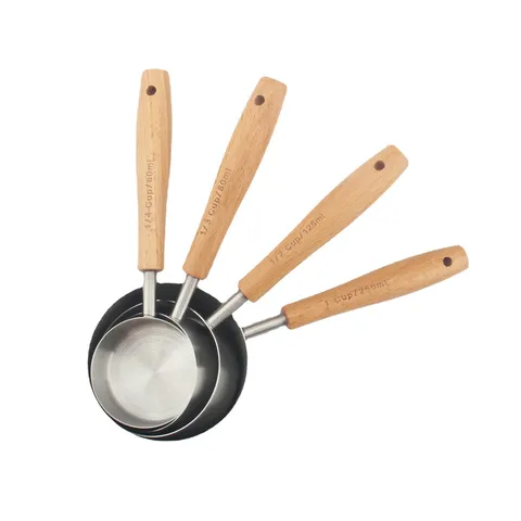 Edelstahl Messbecher Und Messlöffel Mit Buchenholzgriff Professionelle Backwerkzeuge Für Die Küche Kochen
