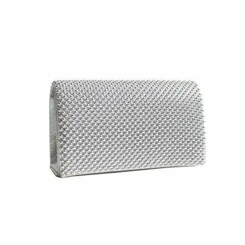 Women's Handmade Aluminum Bead Evening Bag Elegant Metallic Clutch Purse For Formal Party Wedding Banquet Three-Fold Handbag
