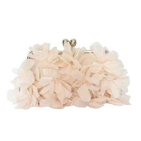 Elegant Women 3D Flower Evening Bag Formal Wedding Party Clutch Bag With Detachable Chain Strap Fashion Bridal Handbag