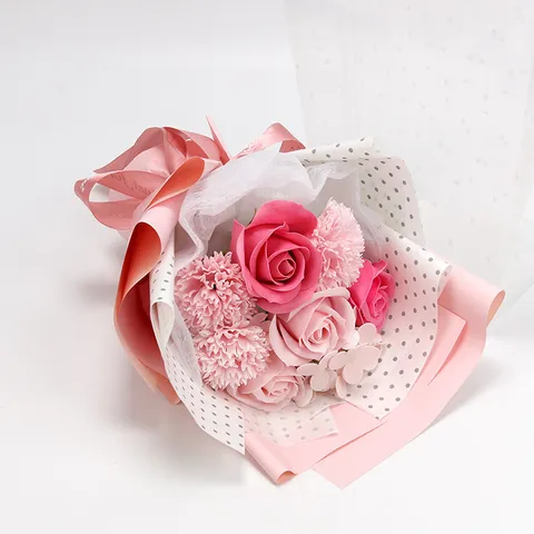 Simulatie Zeepbloem Boeket Anjer Roos Cadeauboeket Verpakt Met Geschenktas Lint Strik Voor Moederdag Valentijnsdag Lerarendag