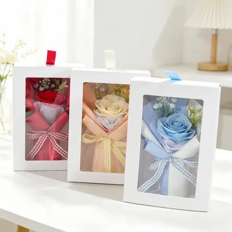 Bouquet de Fleurs Artificielles Rose en Savon de Qualité Supérieure Dans Une Boîte Cadeau Pour La Saint-Valentin Mariage Cadeau Romantique