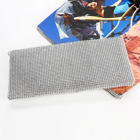 Luxury Satin Rhinestone Evening Clutch Bag Envelope Dinner Party Handbag Chain Shoulder Bag For Women Banquet