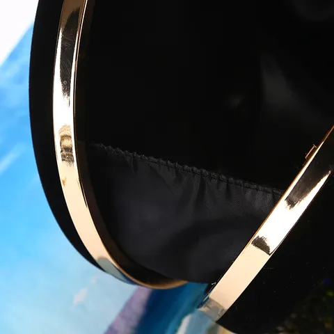 Minimalist Circular Velvet Evening Bag For Women Rhinestone Handle Satin Lining Banquet Wedding Handbag Elegant Party Purse