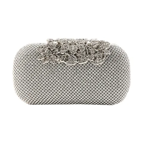 Luxury Rhinestone Evening Bag Floral Leaf Clasp Wedding Party Clutch Handcrafted Shimmering Handbag Elegant Handbag Women
