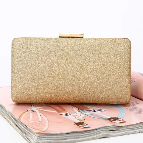 Women Fashion Simple Evening Clutch Bag Glitter Sparkling Sequins Handbag Chain Shoulder Purse For Banquet Wedding Dinner