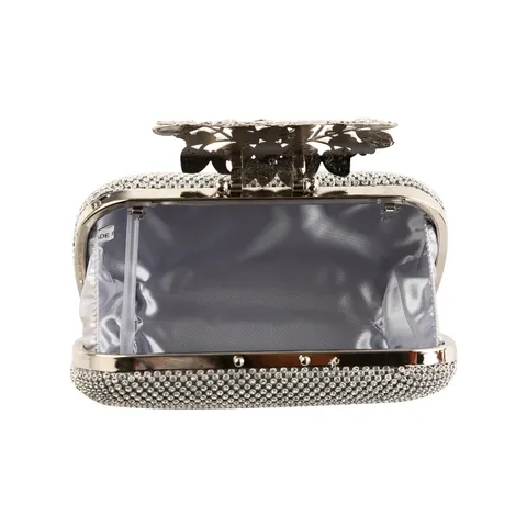 Luxury Rhinestone Evening Bag Floral Leaf Clasp Wedding Party Clutch Handcrafted Shimmering Handbag Elegant Handbag Women