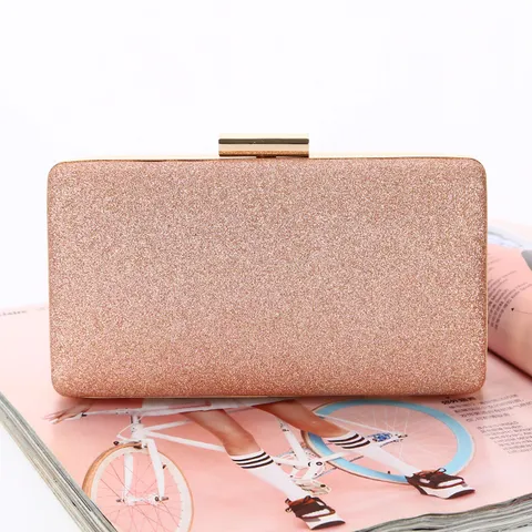 Women Fashion Simple Evening Clutch Bag Glitter Sparkling Sequins Handbag Chain Shoulder Purse For Banquet Wedding Dinner