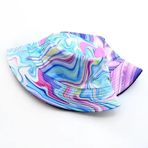 Reversible Polyester Bucket Hat Streetwear Graffiti Leopard Print Sun Protection Shading Wide Brim Flat Top Hat For Men Women Casual Daily Outdoor