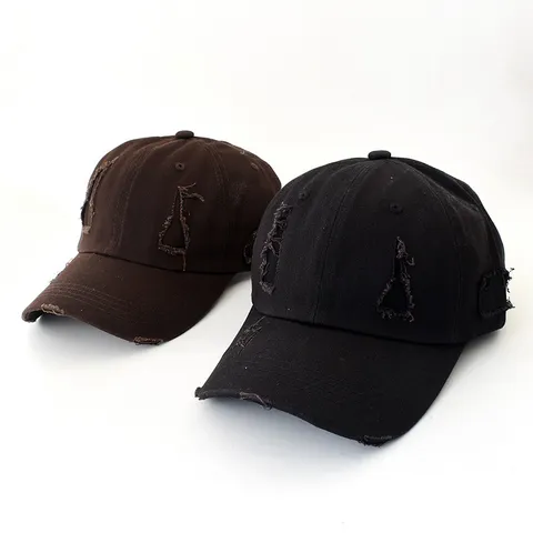 Casquette de Baseball Vintage Déchirée en Coton Pour Femmes Hommes Effet Usé Denim Lavé Protection Solaire Extérieur Sport Décontracté Ajustable