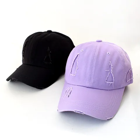Casquette de Baseball Vintage Déchirée en Coton Pour Femmes Hommes Effet Usé Denim Lavé Protection Solaire Extérieur Sport Décontracté Ajustable