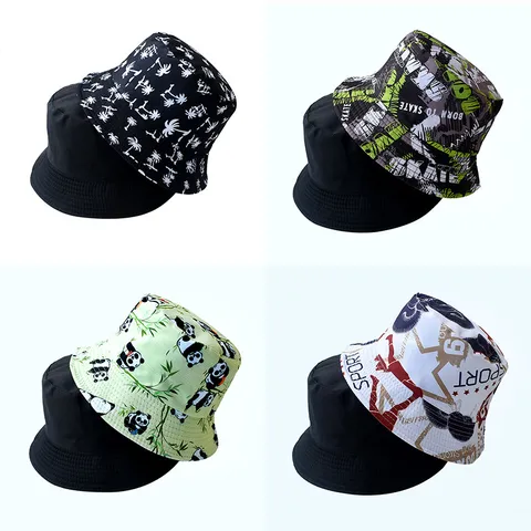 Chapeau Bob Réversible en Poliestere Unisex Streetwear Imprimé Protection Solaire Extérieur Décontracté pour Hommes Femmes Voyage