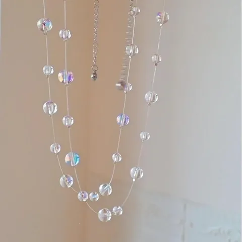 Iridescent Crystal Ball Gypsophila Pendant Necklace Bracelet Copper Alloy Sweet Rhinestone Illusion Bead Jewelry For Women Gift