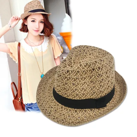 Chapeau de Paille à Grand Bord pour Femmes Élégant de Plage Vacances Chapeau de Paille Avec Nœud Ruban Dentelle Chapeau Solaire