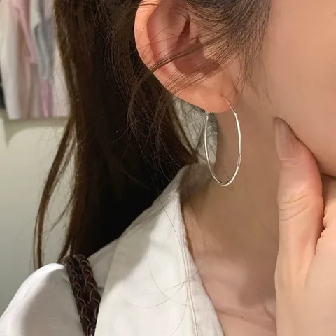 Orecchini a Cerchio Grande Sottile in Rame Minimalista Per Donna Semplici Orecchini a Bottone Geometrici Colore Oro Argento Strass Perla Artificiale Gioielli Moda