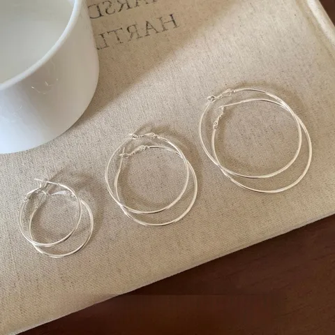 Orecchini a Cerchio Grande Sottile in Rame Minimalista Per Donna Semplici Orecchini a Bottone Geometrici Colore Oro Argento Strass Perla Artificiale Gioielli Moda