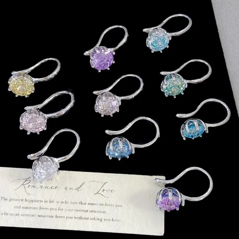 Orecchini a Clip in Lega con Strass Non Forati Polsino dell Orecchio Taglio a Fuoco d Artificio Taglio a Rosa Lussuoso Cristallo Geometrico Senza Foro per Orecchio Clip Orecchini per Donna Gioielli