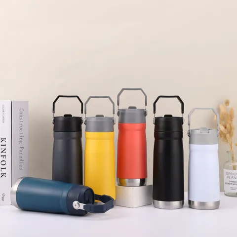 304 Edelstahl Vakuumisolierte Wasserflasche Mit Tragbarem Griff Outdoor Sportflasche Matte Oberfläche Auslauffreie Thermoskanne