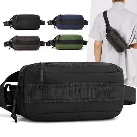 Marsupio da Uomo in Tessuto Oxford Techwear Impermeabile Espandibile Borsa da Petto Multifunzione Tattica Tracolla per Outdoor Viaggio Casual Quotidiano