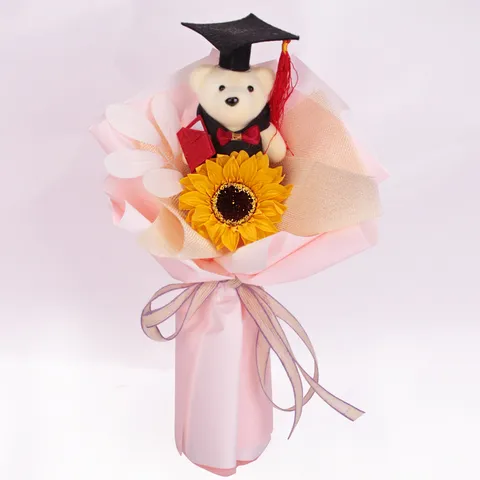 Abschlussbär Sonnenblume Seifenblume Blumenstrauß Geschenkschachtel Abschlusszeit Geschenk Für Studenten Und Klassenkameraden Party Dekor