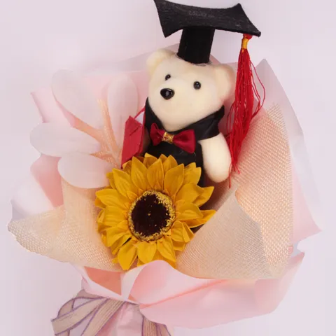 Abschlussbär Sonnenblume Seifenblume Blumenstrauß Geschenkschachtel Abschlusszeit Geschenk Für Studenten Und Klassenkameraden Party Dekor