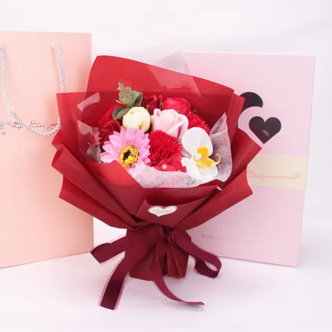 Exquisites Künstliches Seifenblumen Rose Phalaenopsis Bouquet Romantische Blumengeschenkbox Für Valentinstag Muttertag Damen Geschenk