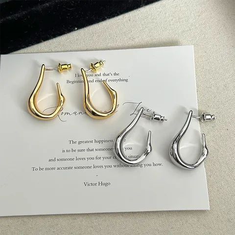 Minimalistische Onregelmatige U-vormige Oorknopjes Voor Vrouwen Legering Goud Zilver Vergulde Geometrische Metalen Sieraden Accessoires