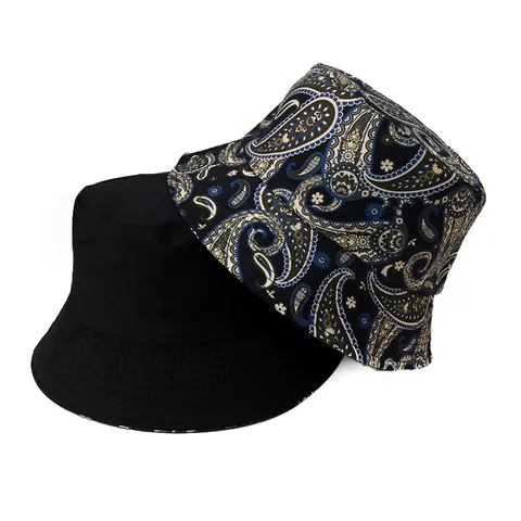 Chapeau Bob Réversible à Imprimé Paisley Vintage pour Femme Homme Printemps Été Extérieur Casual Protection Solaire
