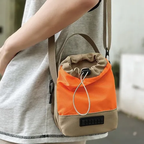 Bolso Bandolera de Cubo Deportivo con Cordón de Nailon Ligero Color de Contraste para Mujer y Hombre