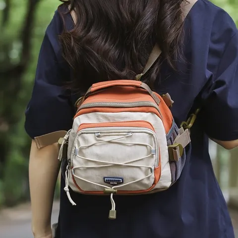 Outdoor Hiking Mini Backpack Lightweight Nylon Color Block Daypack For Women Men Climbing Cycling Travel Crossbody Shoulder Bag